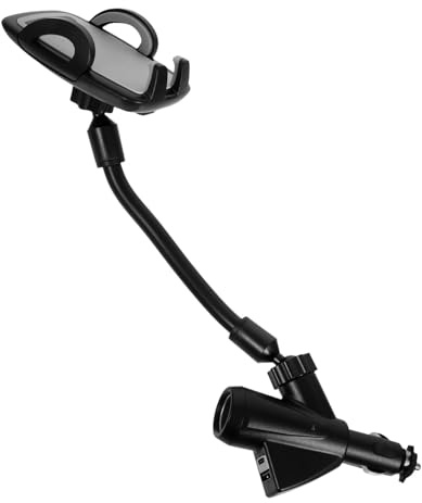 Autohalterung für Handy mit 2 USB Anschlüssen, 12-24v, Schwarz | Kunststoffgehäuse, 5v 1a Ausgang, für Auto Nutzung an Bord, Robuste Ausführung Zufälliger Stil
