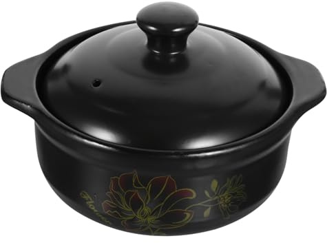 Healifty Cerámica Olla Para Guisar Con Tapa Resistente Altas Temperaturas Para Estofados y Sopas Apta Para Cocina Doméstica y Guisos De Pollo Estofado