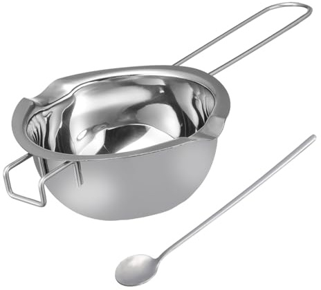 Gatuida Crisol para Derretir Mantequilla y Cera 400 Ml De Acero Inoxidable 201 con Mango Largo Portátil para Baño María Utensilio para Calentar Leche Cocina y Manualidades Set De 2 Piezas