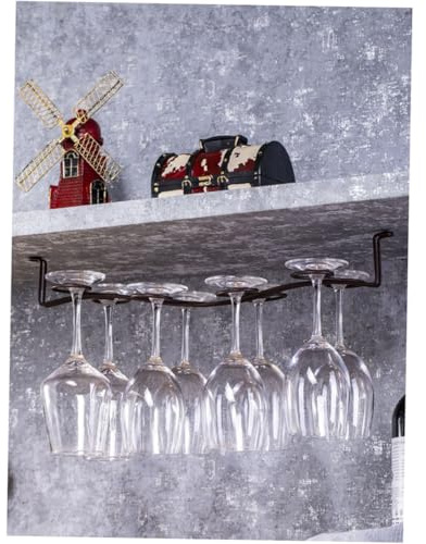 VALICLUD Portabicchieri Sospeso in Ferro Stile Classico Mensola Porta Bicchieri Vino da Parete Supporto Stabile per Bicchieri Adatto Casa Bar Ristorante Finitura Bronzo Antico