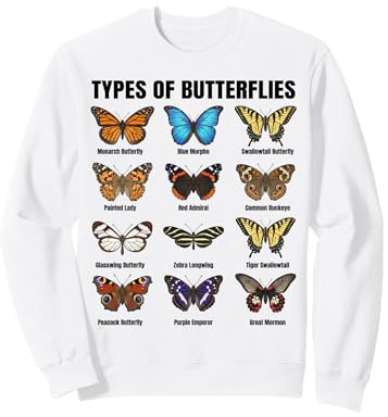 Types de Papillons, Tableau des espèces de Papillons Sweatshirt