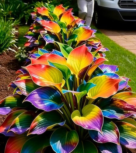 Funkien-Rhizom Mischung – Hosta - üPpig GrüNe BläTter, Pflegeleicht, Perfekt FüR Haus Und Garten, Farbenfrohe-4 Rhizom-I