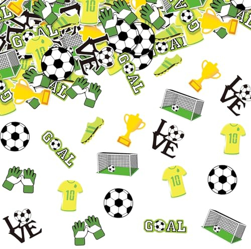 LYNSAN 80 Stück Fußball Konfetti, Streudeko Geburtstag Party Dekorationen Bunt Tischdeko für Kinder Jungen Public Viewing, Geburtstag, Sportveranstaltungen, Fan-Treffen Deko Pokal Trikot Tor