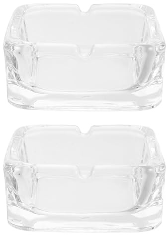 VALICLUD Cenicero Cuadrado de Vidrio Transparente 2piezas Portátil Diseño Nórdico Elegante para Momentos de Relax en Casa y Oficina