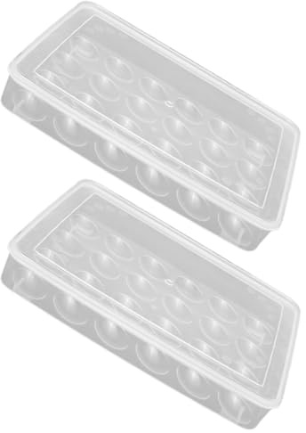 LALADEFIEE 2 Pezzi Contenitore per Uova da Frigo Trasparente in Pp 24 Scomparti, Facile da Pulire e Impilabile, per Conservare le Uova in Cucina e Frigorifero