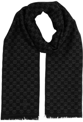 MOSCHINO sciarpa lana Double question mark uomo black