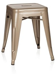 HJH Office 645003 Sgabello Metallo Basso VANTAGGIO Panchetti Impilabili, Sgabelli Bar Industriali, Carico Max 150 kg, Champagne