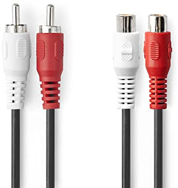 NEDIS Câble audio stéréo 2 x R CA mâle – 2 x RCA femelle 5,0 m Noir