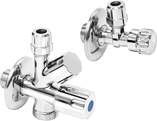 Cornat Set, 2 Pezzi, 1/2 Pollice AG, per Il Collegamento di Lavatrice e lavastoviglie, antiriflusso, in Ottone, Angolo, angolare, valvola per dispositivi, T317100, Argento