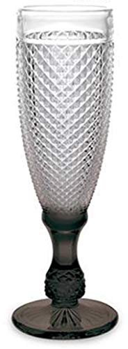 ARTE REGAL Pack de 6 Copas Cava Cristal Transparente pie Negro Medidas 7 x 7 x 20 cm. Capacidad 18 cl