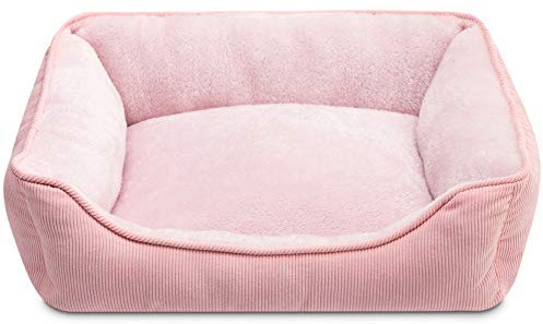 Hollypet Katzenbett Kleines Hundebett Haustierbett für Katzen und Welpen, Weiches Haustierschlafbett Atmungsaktives Haustierkissen, Rosa (55 * 45 * 15cm)