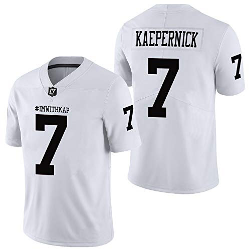 MESOSPERO ImWithKap 7 Colin Kaepernick IM with KAP All Stitched Movie Football Jersey Black S-XXXL, 7 Colin Kaepernick Weiß, L
