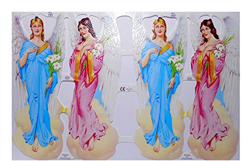 Glanzbilder 797 Engel Fee Engelsflügel Kleid Blumenstrauss Posiebilder Deko Mamelok 130