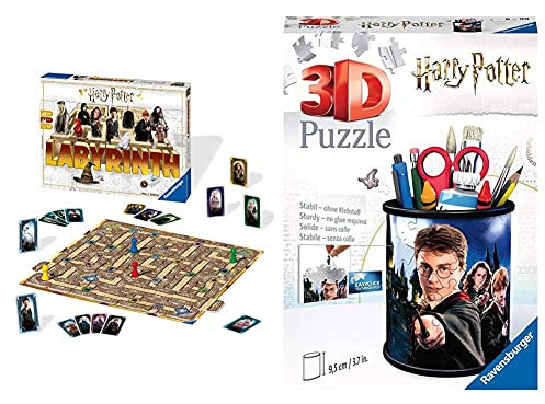 Ravensburger Familienspiele - 26031 Harry Potter Labyrinth - Harry Potter Fanartikel, Das Verrückte Labyrinth Spiel & 3D Puzzle 11154 - Utensilo - Harry Potter - 54 Teile