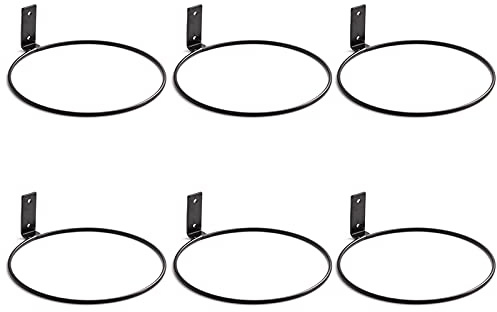 Plant Holder Ring 8 Inch Wall Mounted, 6 Pack Flower Pot Hangers Metal Plant Stand Hanging Bracket Basket Hooks