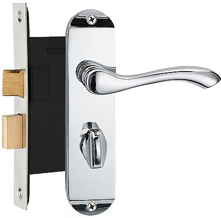 HAIFUAN Z01 Polished Chrome Bathroom Door Lock Set (Backset 57)