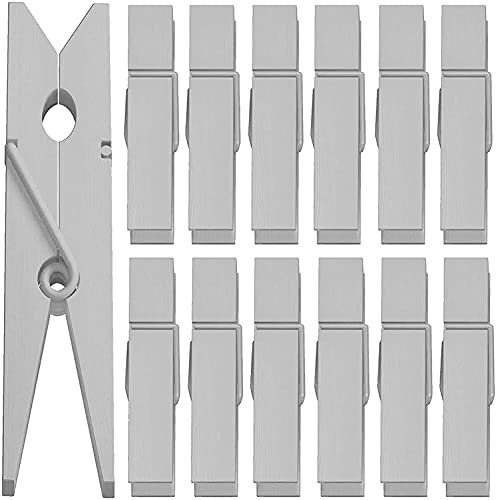 ANJUU 50pcs Colorful Clothespins Natural Wooden Colored Clothespins, Photo Paper Peg Pin Craft Spring Clips for Home Arts Crafts Decor, 2.75 inches Silver