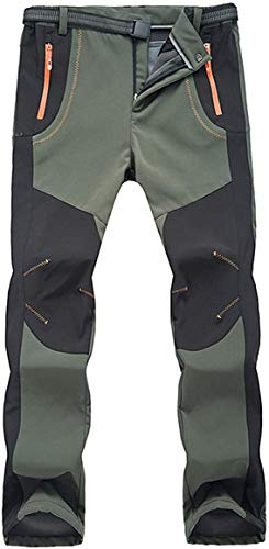 NXDRS Pantalones Forrados de Forro Polar Softshell de Invierno para el Aire Libre con Bolsillos con Cremallera