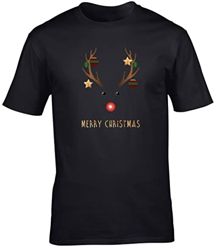 Hippowarehouse Funny Reindeer Christmas Baubles Unisex Short Sleeve t-Shirt (Specific Size Guide in Description)