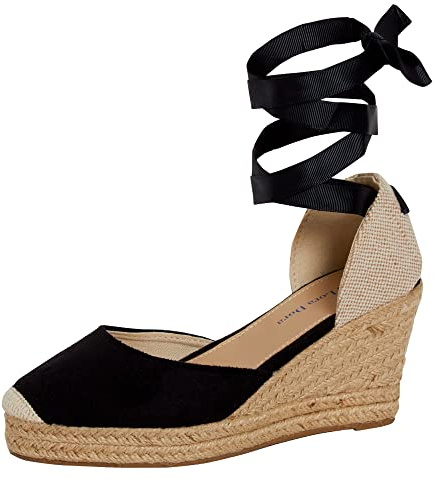 Womens Espadrille Wedge Sandals Strappy Hessian Wedges Ankle Wrap Tie Leg Straps