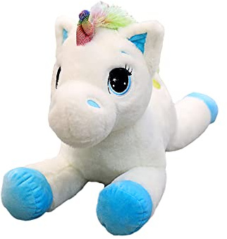 Trayosin Plüsch Einhorn Kuscheltier 40/60cm hoch Super Weiches Einhorn Kissen-Stofftier Süße Plüschtier für Kinder Mädchen Puppe Geschenk (Weiß Blau,40cm)