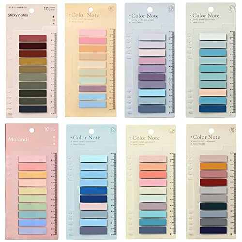 1600 Stück Haftstreifen,80 Farben Haftnotizen Tabs Transparent Sticky Notes Haftstreifen Pastell,Klebezettel Klein mit Lineal für Schule/Studium Seitenmarkierung Klebemarkierung
