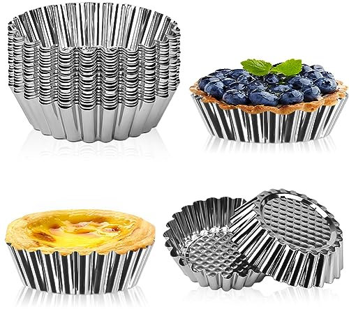 LYTIVAGEN 20 Stück Ei Torte Form Edelstahl Mini Tarteform Eier Kuchenform Metall klein Muffinformen Torteletts Törtchenformen Antihaftbeschichtet Metall Blumen Cupcake Backform für Pudding Muffin