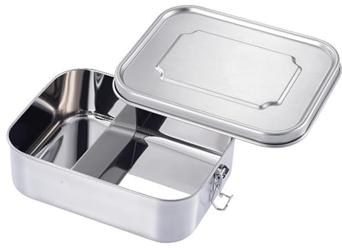 ATBUSS Boîte à Déjeuner en Acier Inoxydable Avec Séparateurs Amovibles - Anti-Fuite, Durable, en Métal - Boîte de Rangement Alimentaire (1200 ml)