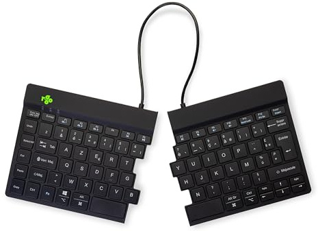 R-Go Split, Clavier Ergonomique, Bluetooth 5.0, avec Logiciel Anti-TMS, AZERTY Français, Design Ergonomique avec Clavier divisé, Compatible avec Windows/Mac, Noir