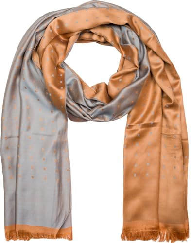 styleBREAKER Sciarpa lunga unisex morbida con frange e sottile motivo a quadri, fantasia geometrica 01018051, colore:Grigio chiaro-marrone