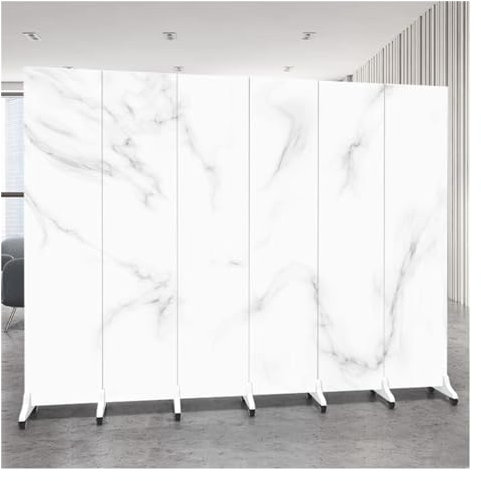 Raumteiler Trennwand, Paravent Raumtrenner 6-teiliger Weißer Raumteiler, Zusammenklappbare Freistehende Privatsphäre-Raumtrennung Mit Rädern Für Büro, 160 Cm/ 170 Cm/ 180 Cm/ 200 Cm Hoher Trennwand-Si