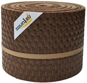 zaun|zu® Rattan 26 Meter Rolle 19cm hoch | Sichtschutzstreifen PE für Doppelstabmatten UV-beständiger Sichtschutz | Zaunblende Made in Germany | Robustes Design Honigbraun 26m