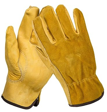 jojofuny 1 Paire De De Jardinage En Cuir De Vache Jaune Électrosoudable Robustes Ronce