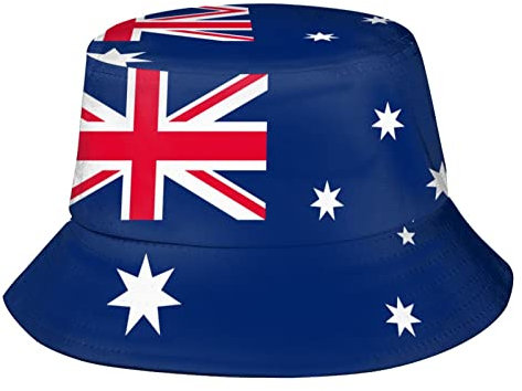 GeRRiT Fischerhut mit australischer Flagge im Retro-Stil, verstaubar, für Sommer, Reisen, Strand, Sonnenhut, Outdoor-Kappe, Australien Love Flag-2, One size