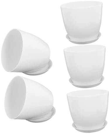OFFSCH 1ensemble Pots De Fleurs Plastiques Épaissis De Jardinières Blanches avec Palette Drainante pour Plantes Succulentes Et Orchidées Parfait pour Maison Et Jardin