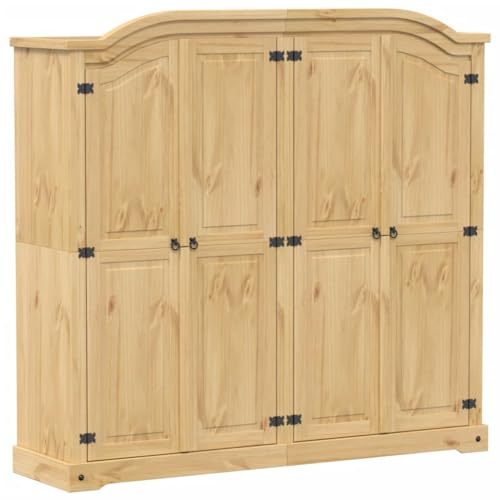 vidaXL Garderob Corona 194x52x186 cm massiv furu, hatthyllor, klädstång, klädförvaring, klädskåp, klädstänger, jackhängare, garderob, garderober