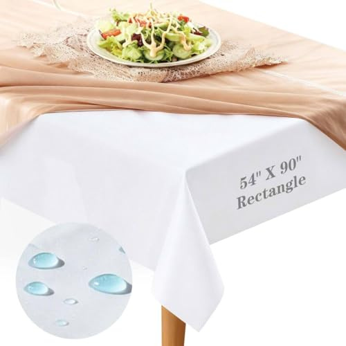 RINOZO Table Pad Protector with Flannel Backing Cut to Fit Waterproof Heat Resistant Heavy-Duty Reusable Table Cloth 54 x 90 Rectangle Vinyl Table Padding Under Tablecloth