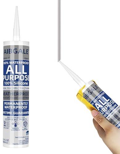 Gray Silicone Sealant, All-Purpose 100% Waterproof Silicone Caulk, Adhesive Caulking Silicone for Indoor Outdoor Windows, Aquarium, Bathtub Auto Leak Seaing, 10.1 Oz, 1 Pack (1)