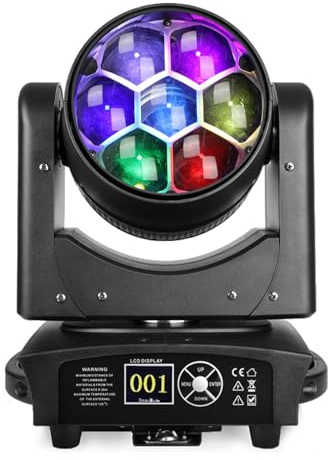 Betopper 7×40W Moving Head Dj Light with Spot Point Control,RGBW Beam/Wash/Zoom/CTO Effect Bee Eye LED Stage Lighting,Sound Activated Party Light for Christmas,Disco,Bars（1S）