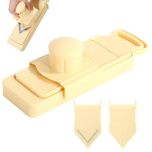 Cortadora de frutas, rebanadora de verduras de acero inoxidable - Cortador de alimentos portátil ajustable de cocina - Cortadora de verduras con protección de manos para la preparación