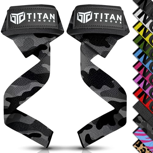 Titan Armour® Weight Lifting Straps | Extra-Long Neoprene Padded Heavy-Duty Weightlifting Straps | Deadlifts | Anti-Slip Gel Option | Gym Accessories Men & Women