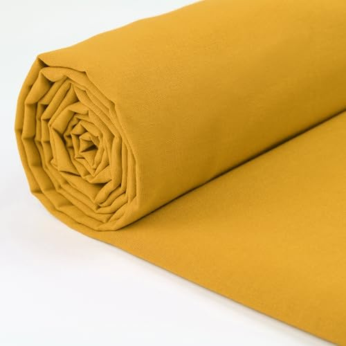 A-Express 100 % bomullstyg - 60 tum 150 cm brett - vanligt bomullstyg per meter - perfekt för quiltning, sömnad, klädtillverkning, gardinfoder, tygkassar, sängkläder, örngott - senap 1 meter