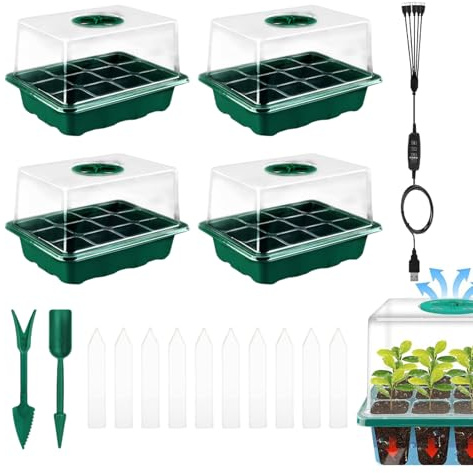 Vassoi Per Semina 8 LED Per Crescita, Coperchi Rialzati