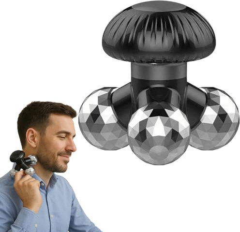 Tomedeks Massaggiatori Muscola Portatile Tenuto, Elettrici Massaggiatore Testa in mano con 3 teste di massaggio, per Relax da Stress e corpo pieno massaggi