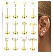 LOLIAS 20G Tragus Helix Labret Piercing Ohr Chirurgenstahl Flatback Ohrringe Stecker Hypoallergen Lippenpiercing Ohrpiercing Ohrstecker Gold Damen Flat Knorpel Conch Nasen Piercings Gold 6mm