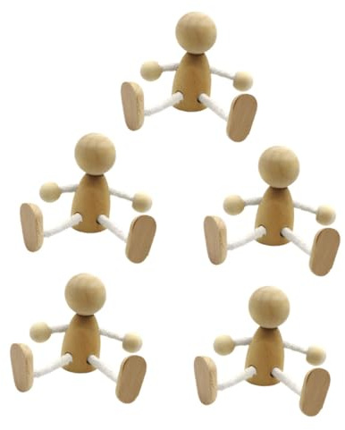 Gatuida 6 Stück Teiliges Holzfiguren zum Bemalen Flexible DIY Holzpuppen mit Beweglichen Armen und Beinen Glatte Oberfläche Kinderfreundliche Bastelsets Miniatur Dekoration für Zuhause