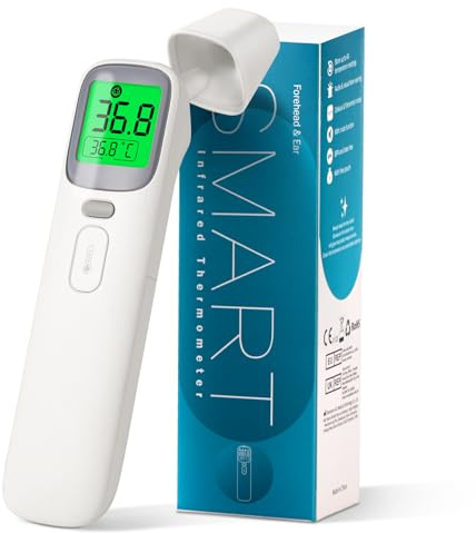 Thermometer Non-Contact Forehead and Ear Thermometer for Adults and Baby 3-in-1 Digital Infrared Thermometer 1s Measurement High Accuracy Fever Alarm 3-Color Indicator LCD with Storage Bag Accessories