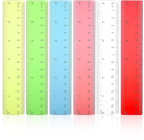 15cm Plastic Ruler 25 Pcs - 6 Inch Transparent Rulers Set for School Office - Colour Clear Shatterproof Straight Edge Drawing Ruler for Students Teachers - Precision Scale Metric Imperial