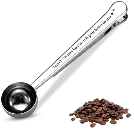 Coffee Measuring Scoop - Coffee Lovers Gifts for Women Men, Valentines Day Gifts for Him Her, I Love You Coffees Gift for Girlfriend Boyfriend, Men Women Birthday Anniversary Steel Gift Ideas