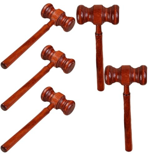 UPKOCH 5 Pieces Mini Wooden Judge Gavels Hammer Props for Lawyer Role Play, Cosplay Costume Accessories for Party and Pretend Play